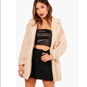 BOOHOO Ellie Teddy Fur Coat